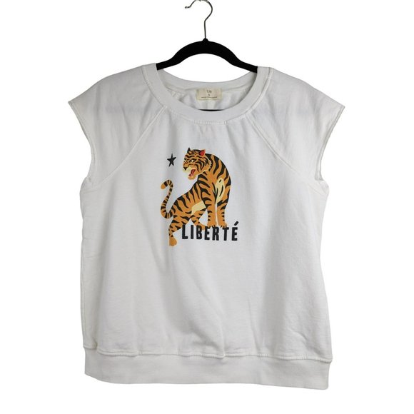 Anthropologie Tops - Anthropologie T.la NWT Idina Muscle Tiger Graphic Sweatshirt Tank Liberte S